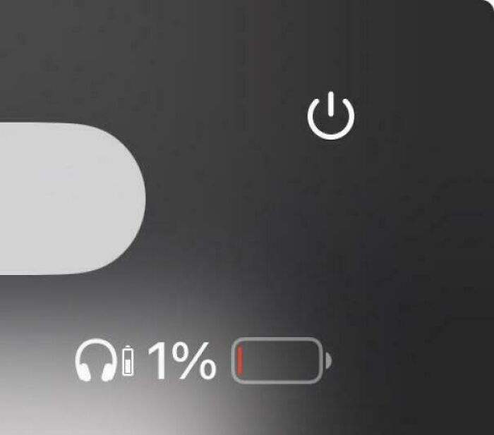 Low battery indicator at 1 percent displayed on a device screen, illustrating frozen frames concept and suspense.