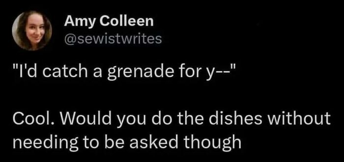 Screenshot of a savage woman roasting a man online with a sharp and witty comeback about doing dishes.