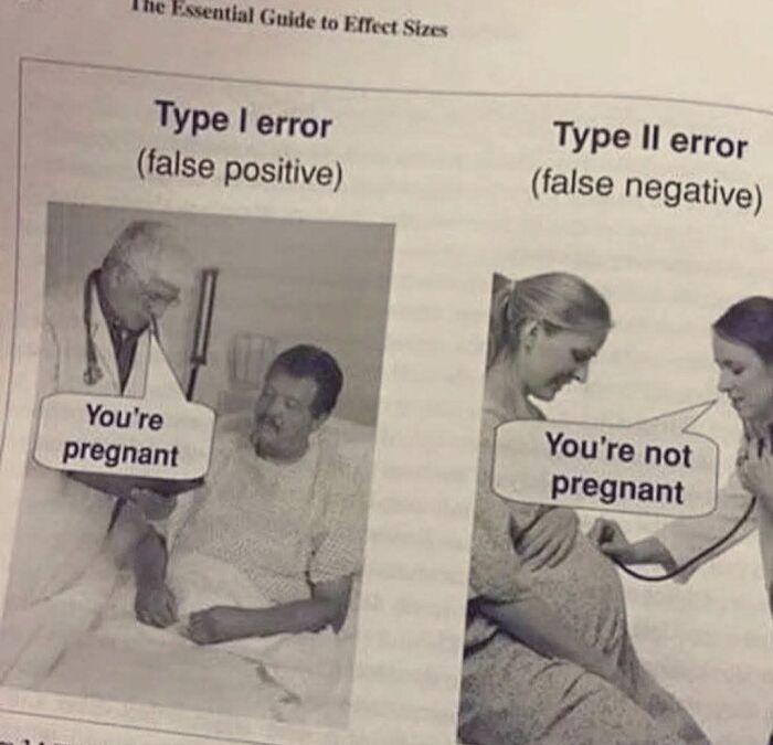 Hilarious educational meme showing a doctor telling a man he is pregnant and a nurse telling a pregnant woman she is not pregnant.