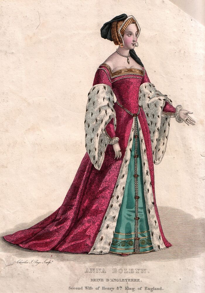 Illustration of Anna Boleyn in historical attire, representing hilarious historical events that sound made-up.