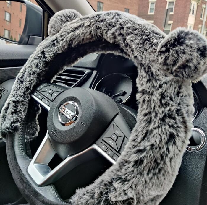 The Daily, Torturous Experience Of Gripping A Steering Wheel That Feels Like An Icicle Can Finally Be Over With A Faux Fur Plush Steering Wheel Cover 
