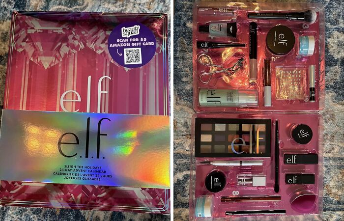 elf beauty advent calendar with 24 days of makeup products for a festive countdown to Christmas joy and gift giving