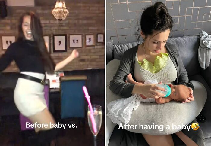 Mom before and after having kids, showing lifestyle and daily changes in relatable honest photos.