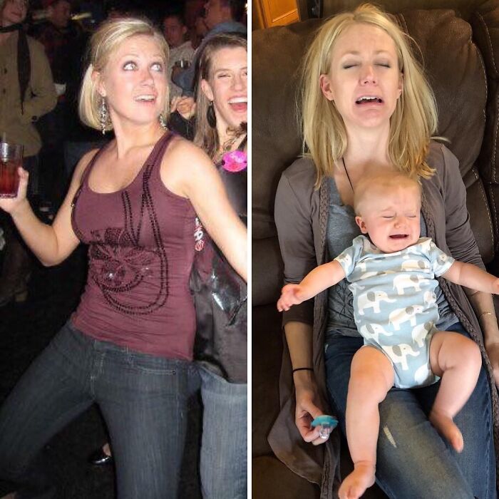 Before and after photos showing relatable mom life transformation, capturing joyful and challenging moments of motherhood.
