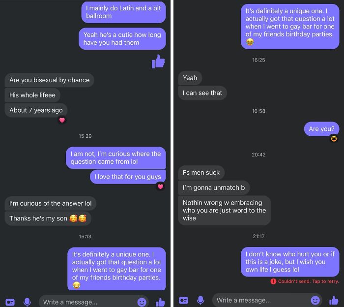 Screenshot of an online chat showing a conversation that highlights delusional and crazy behavior called out online.