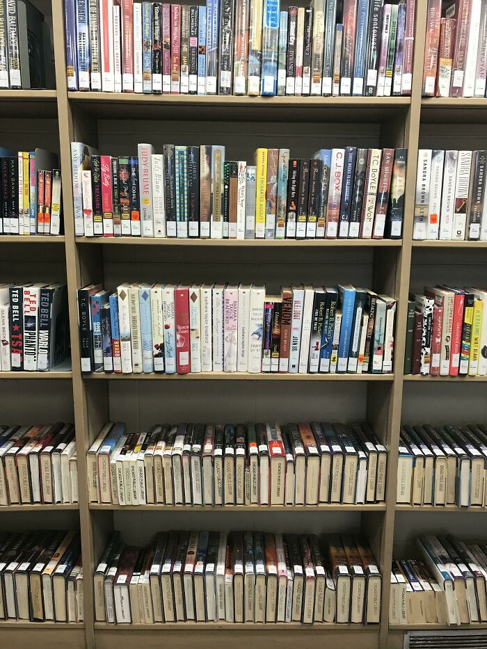 Library bookshelf filled with books showcasing smart ideas and inventions that solve problems efficiently.