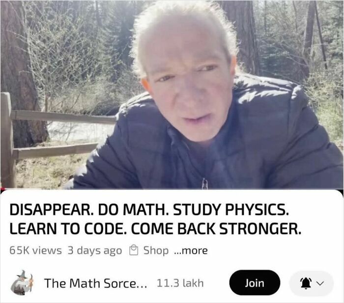Man outdoors in a jacket, encouraging to study math, physics, and coding, fitting hilarious educational memes theme.