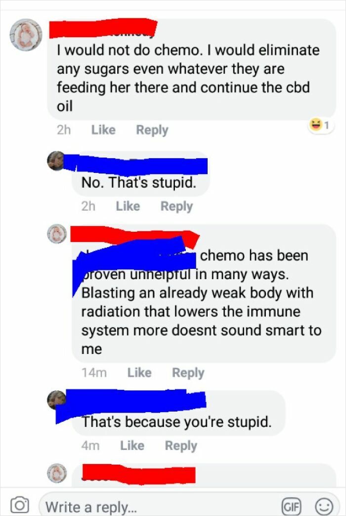 Screenshot of a social media argument showing lack of common sense and ignorance in a heated exchange.