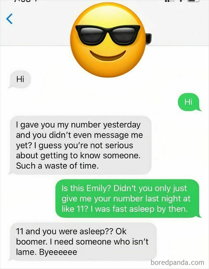 Text message exchange showing delusional and crazy behavior from a woman called out online for being dramatic.