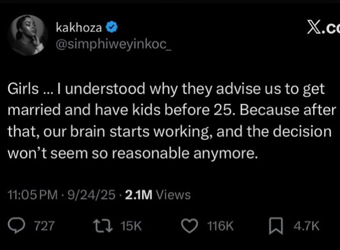 Screenshot of a savage online roast post by kakhoza on social media with over 2.1M views and 116K likes.