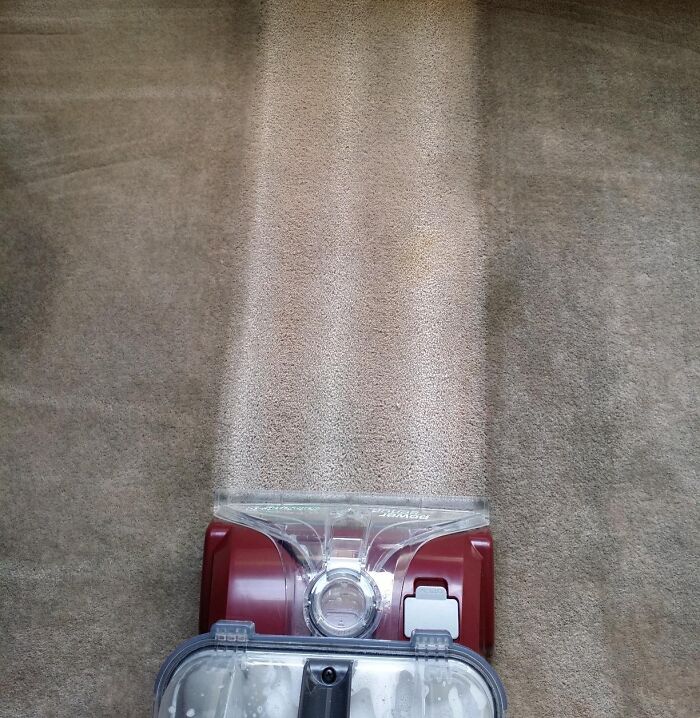 Carpet cleaner removing stains and dirt, demonstrating a product that helps get full security deposit back from landlord.