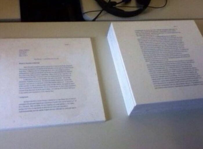 Relatable student meme showing an 8-page essay carved into limestone as part of a school assignment policy.