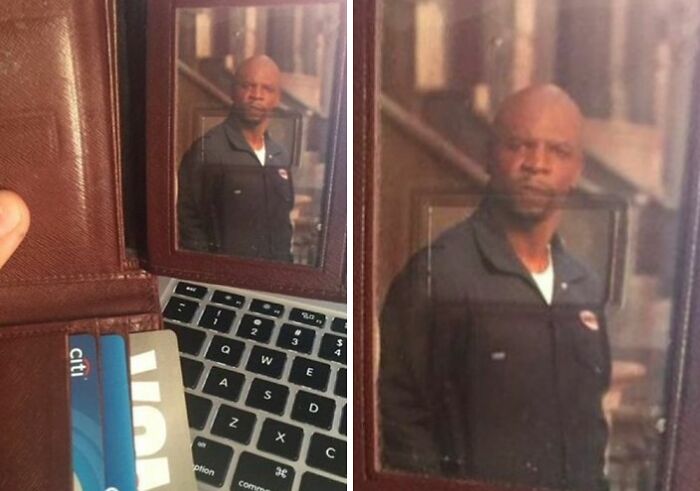 Wallet with a photo of Terry Crews used by students and young adults to avoid wasting money on unnecessary items.