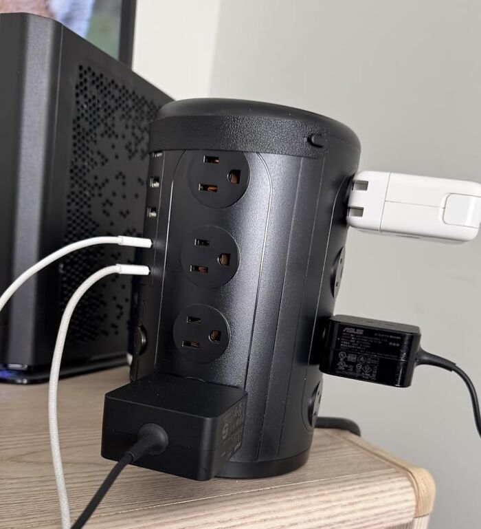 That One, Overburdened Outlet That Looks Like A Fire Hazard's Family Reunion Is Getting A Major, Much Safer Upgrade With A 16 Outlet Tower With Surge Protector 