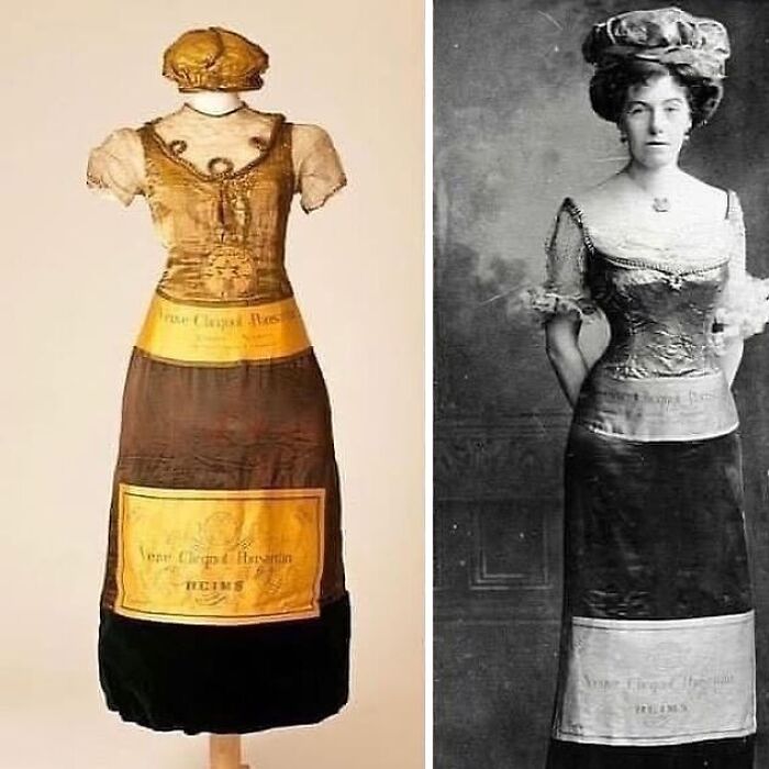 Very old historical dress displayed on a mannequin and worn by a woman, showcasing antique objects from ancestors.