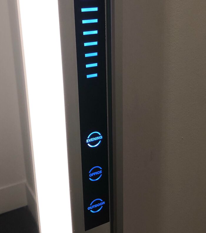 LED light panel with smart control settings for evening, office, and outdoor modes, showcasing smart inventions solving problems.