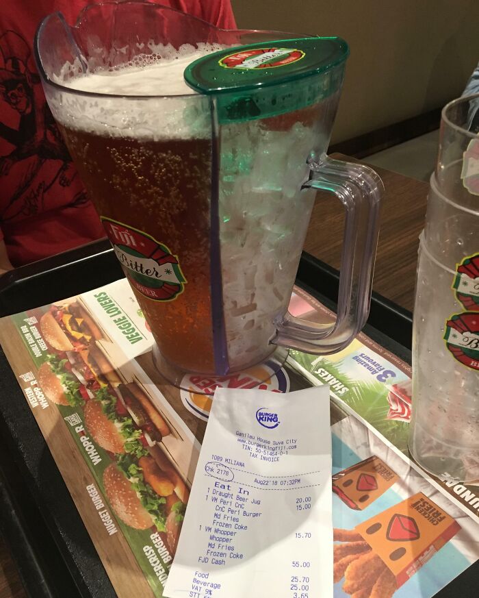 Pitcher with separate compartments for beer and ice, illustrating smart ideas and inventions that solve a problem.