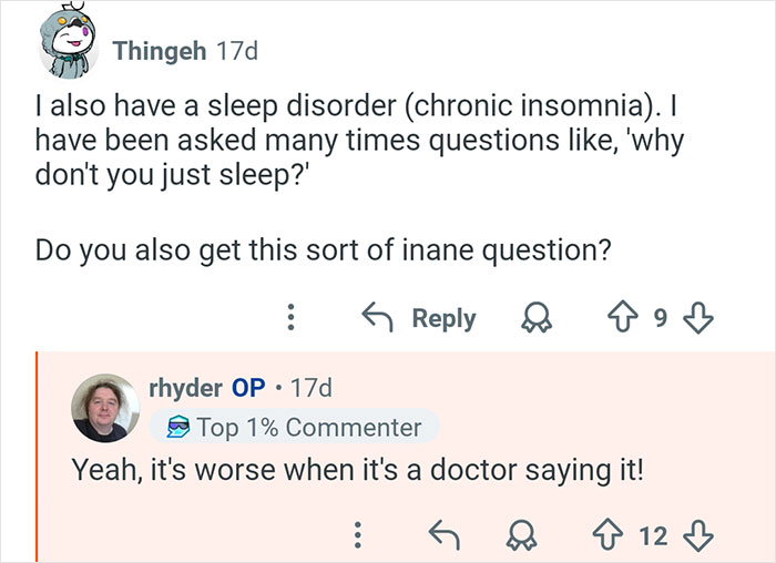 Reddit conversation about sleep disorder and living out of sync with the outside world in 26-hour days.