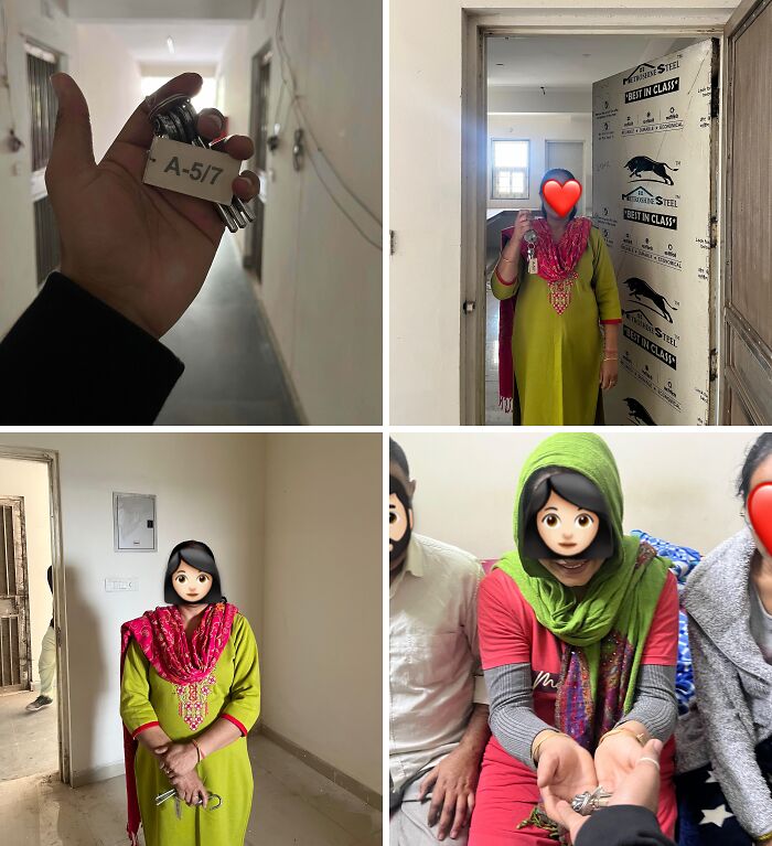 Collage of people holding keys inside empty and finished rooms, symbolizing turning dreams into reality success moments.