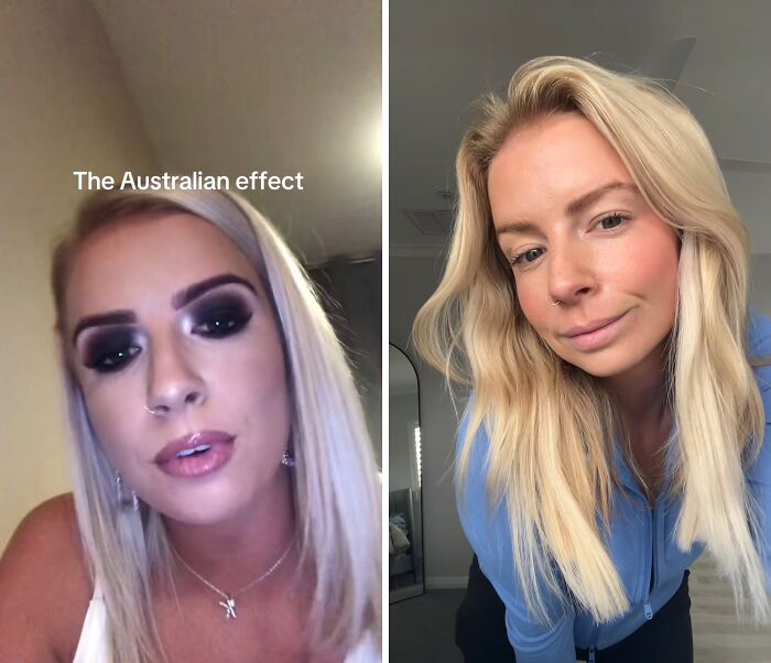 Before and after pictures showing how Australia changes people with a natural and relaxed look transformation.