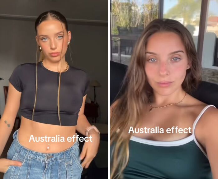 Before and after pics showing the Australia effect on people, highlighting physical and style changes in individuals.