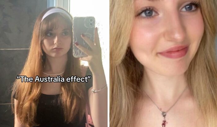 Side-by-side before and after photos showing transformation highlighting Australia changes people effects.