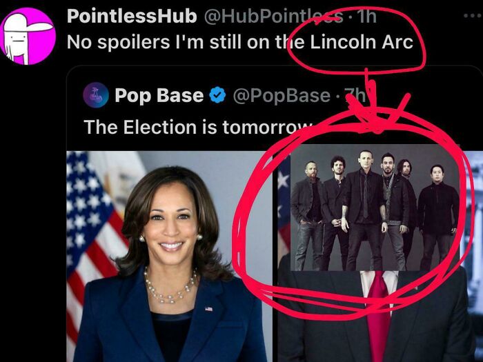 Screenshot of a social media post showing a group of men circled in red, relating to things that look like or remind people of other things.