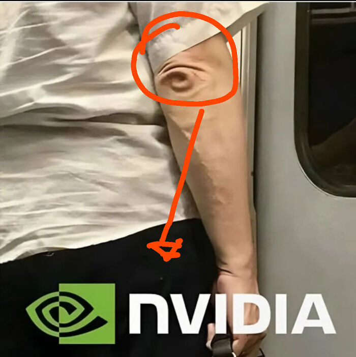 Arm wrinkle resembling an eye, demonstrating a unique example from things that look like or remind people of other things.