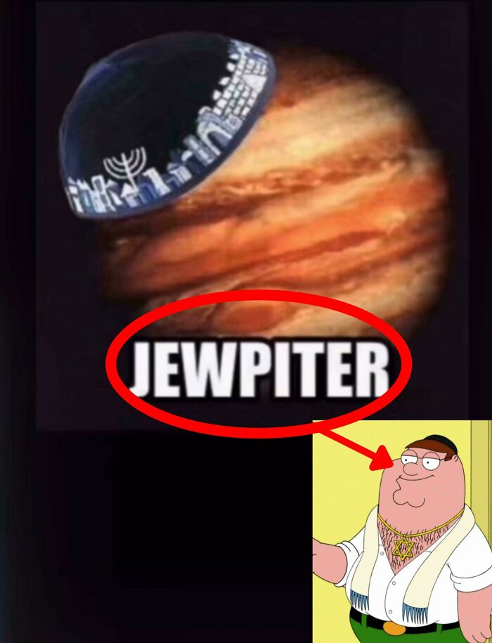 Planet Jupiter wearing a kippah, humorously illustrated to resemble a cultural symbol, matching things that look like others.