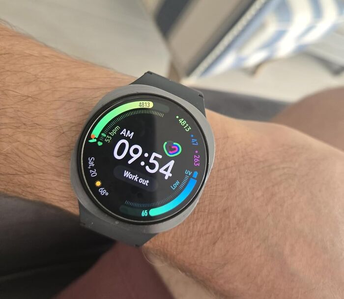 Smartwatch displaying workout stats and heart rate on wrist as a main character splurge for Black Friday week.