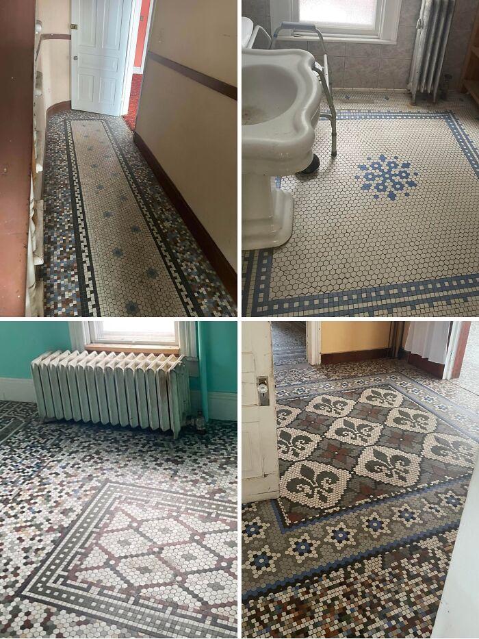 Vintage mosaic tile floors in beautiful old houses showcasing craftsmanship that has stood the test of time
