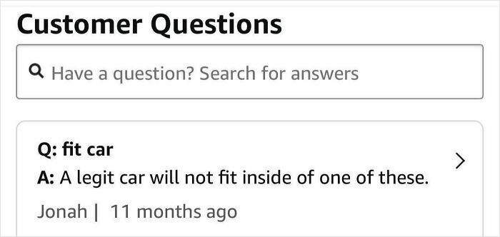 Customer question about product fit with a hilarious unhinged review providing a funny answer instead of an ad.