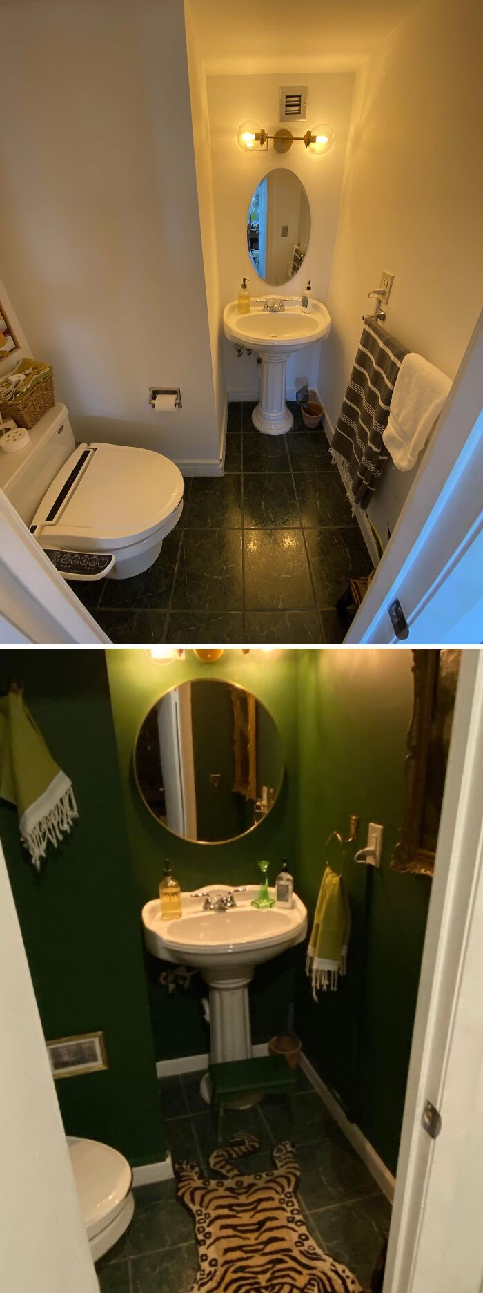 Small beautifully decorated homes with stylish bathrooms featuring pedestal sinks and unique decor ideas.