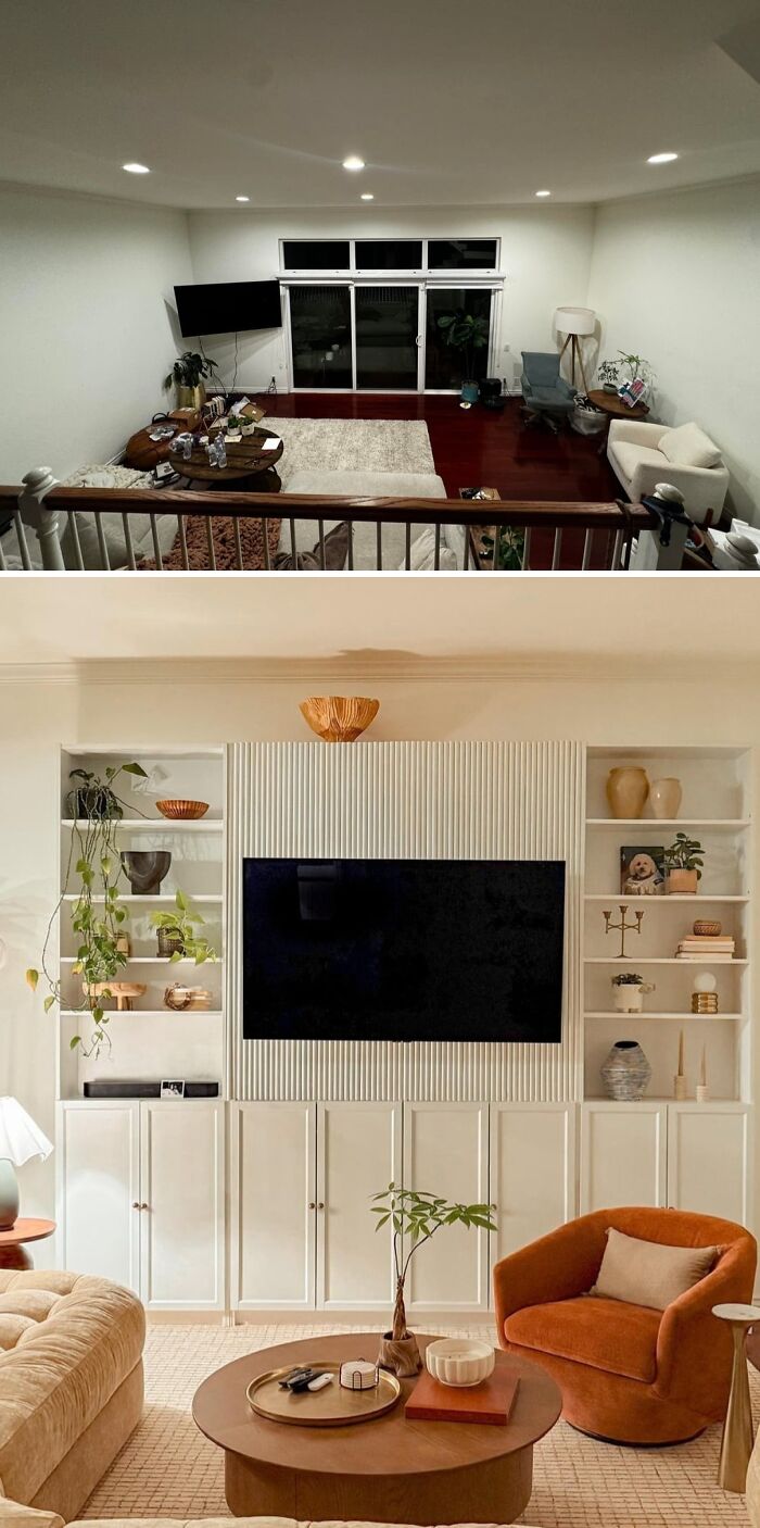 Two beautifully decorated living rooms showcasing modern furniture and stylish home decor for inspiring living spaces.