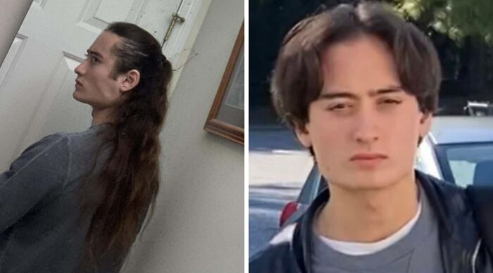Side and front views of a young man with fierceflow beautiful hair men style, showing long and medium-length hair variations