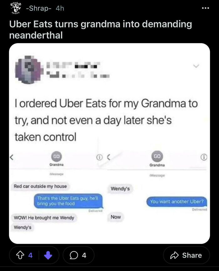 Online group call out people who question every story and never believe messages about Uber Eats grandma ordering food.