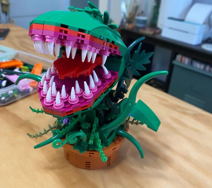 LEGO model of a carnivorous plant toy on a table, part of Black Friday week deals on kids toys for Christmas.