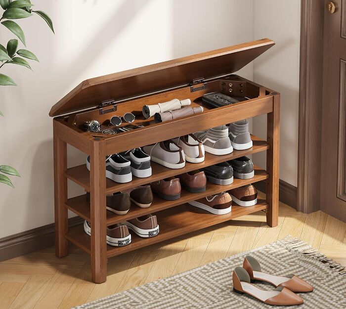 The One-Legged Flamingo Dance Your Guests Perform Upon Arrival Can Finally Be Retired With A Shoe Rack Bench Seat 