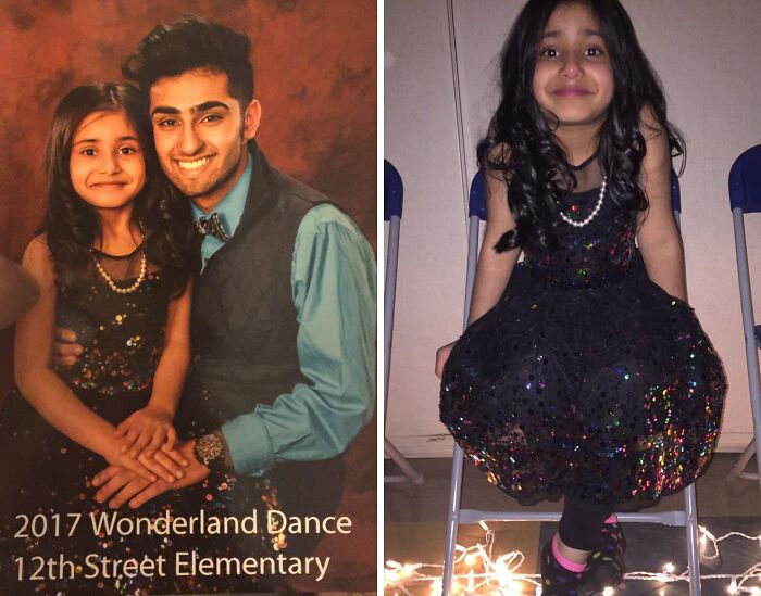 Two siblings dressed up for a dance event, sharing a joyful moment highlighting sibling gratitude and bonding.