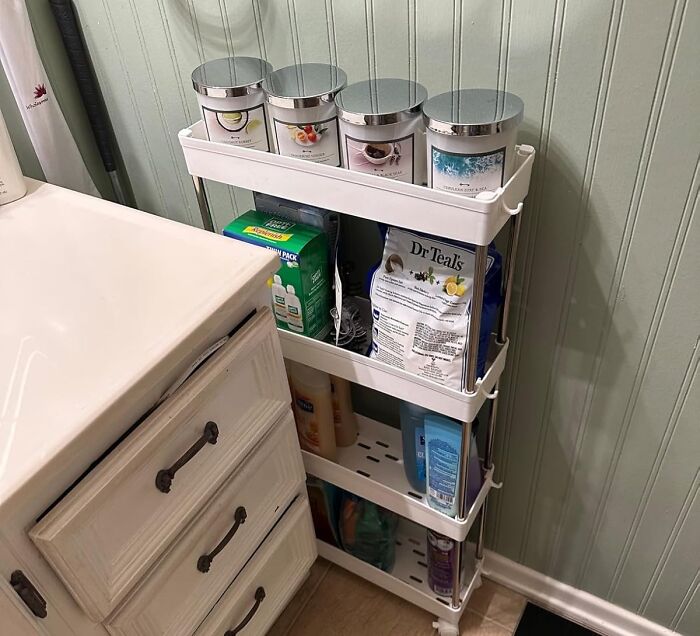 The Slim Storage Rolling Cart Is Here To Inform That Awkward Gap Next To Your Fridge That Its Freeloader Days Are Officially Over