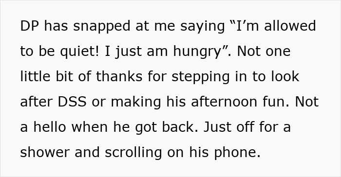 Text showing frustration with ungrateful husband for lack of support and appreciation in parenting and household tasks.