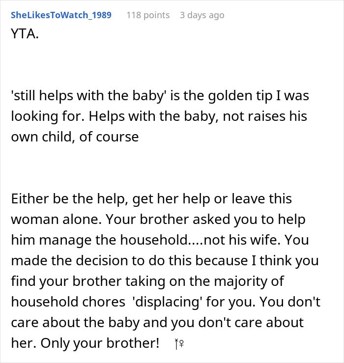Comment discussing reality check on being a stay-at-home mom and helping with baby, not just resting in bed