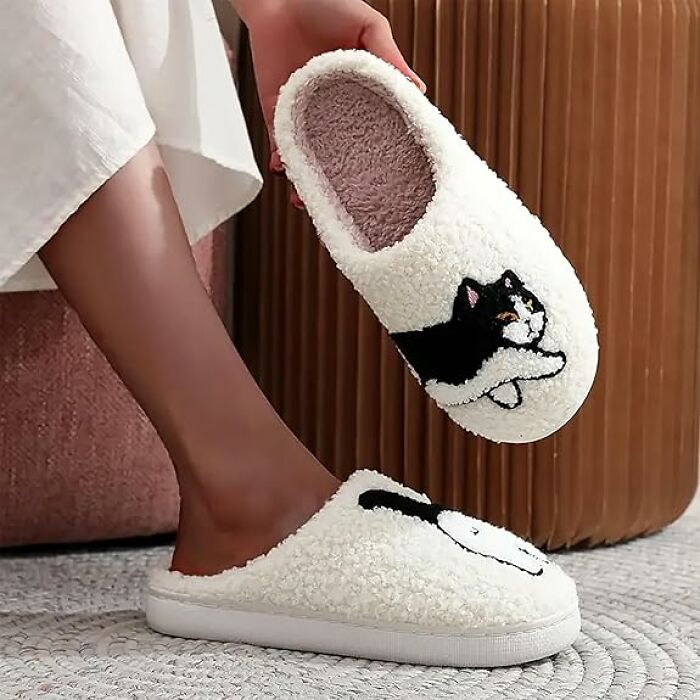 Your Feet Are About To Be So Cozy And Cute You'll Start To Resent Ever Having To Put On Real Shoes Again With These Fuzzy Cat Slippers 