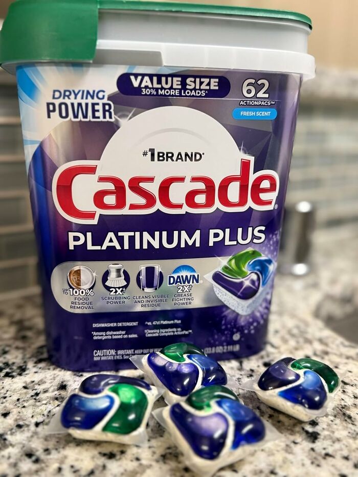 Cascade Platinum Plus dishwasher detergent pods with value size pack featured in Cyber Monday deals this year.