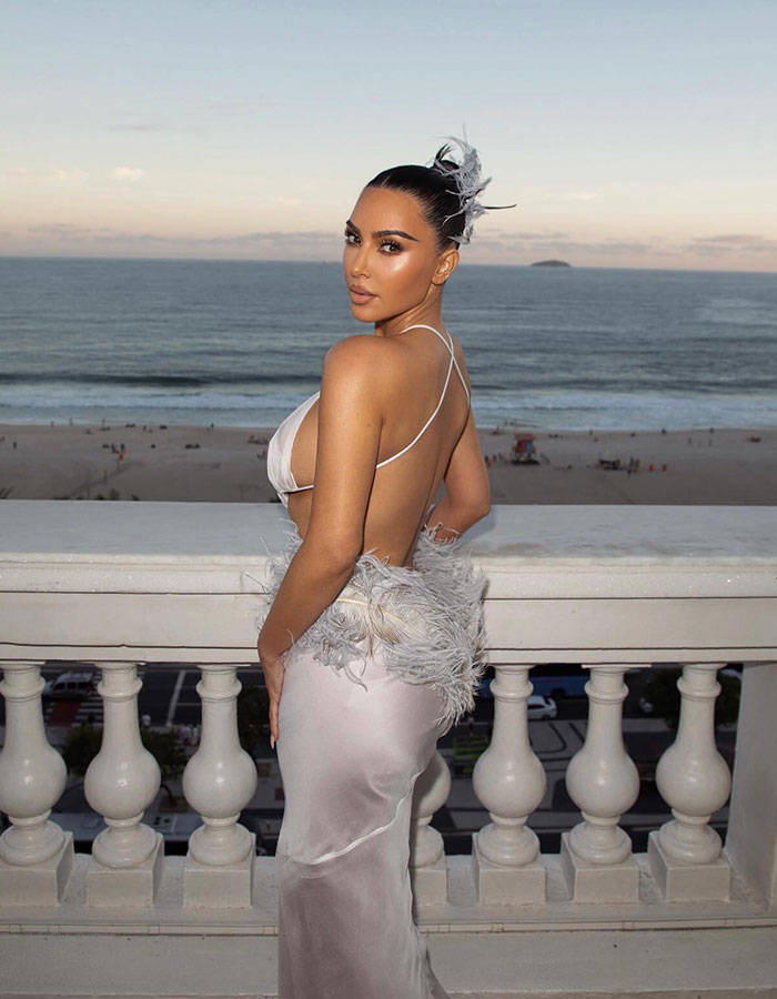 Kim Kardashian posing on balcony by the ocean, related to her excuses for failing the bar exam so far. Kim Kardashian posing on balcony by the ocean, related to her excuses for failing the bar exam so far.