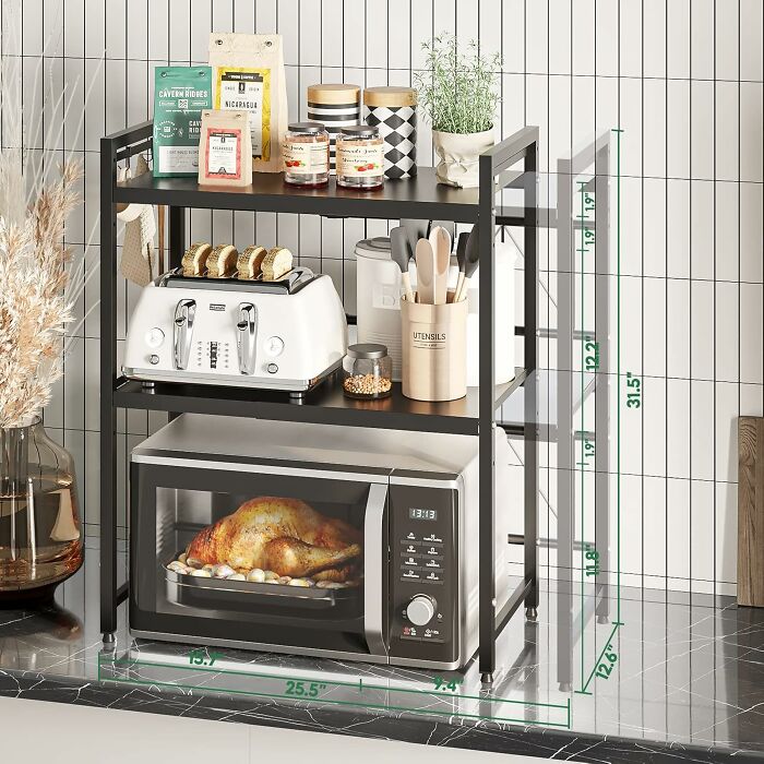  That Awkward, Dusty Gap Above Your Microwave Is About To Become The Most Useful Spot In Your Kitchen Thanks To This Expandable Kitchen Shelf Stand 
