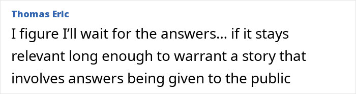 Comment by Thomas Eric sharing his thoughts on waiting for answers related to the teen whose body was found under cruise bed.
