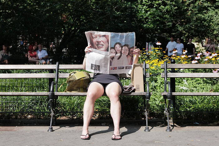 Reading The Newspaper From The Series 'Reading The Newspaper In Washington Square Park' By Jaejoon Ha