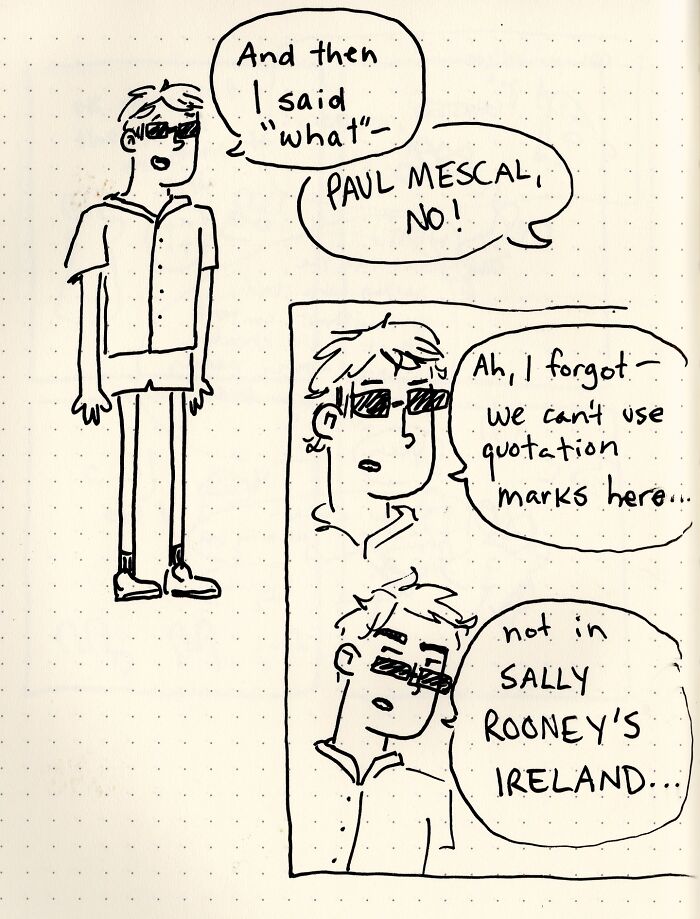 Hand-drawn funny and honest comic about life’s little moments featuring a character with sunglasses and speech bubbles.