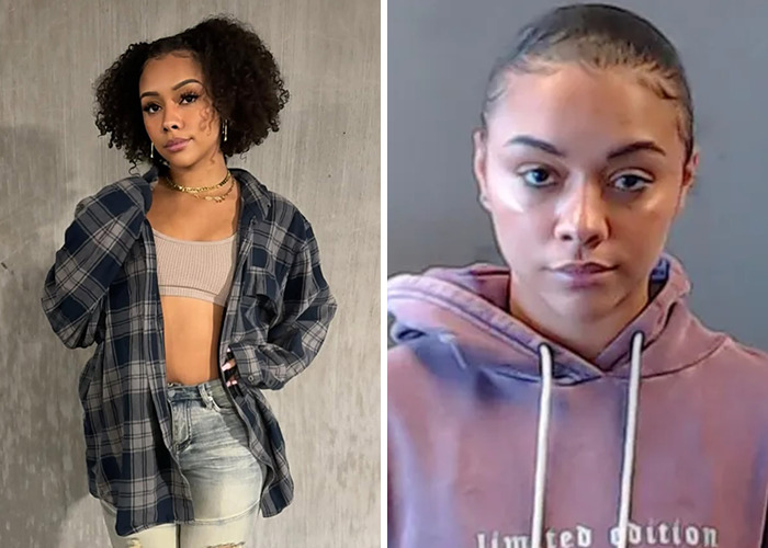 Two young women featured in a collage, representing celebrities involved in arrests in 2025 and their reasons.